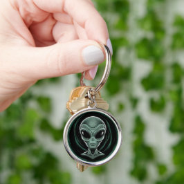 Grijs buitenaards hoofd sleutelhanger