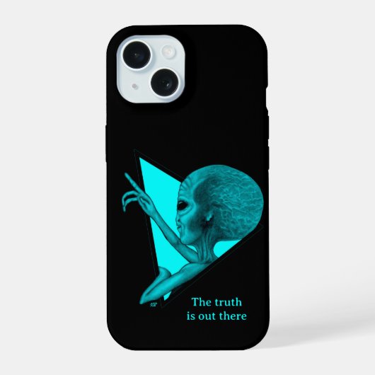 Grijs Buitenaards Wezen, de waarheid is daarbuiten iPhone 15 Case (Achterkant)