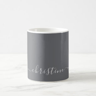 Grijs C19 & Wit Minimalistische Moderne Naam Op Ma Koffiemok