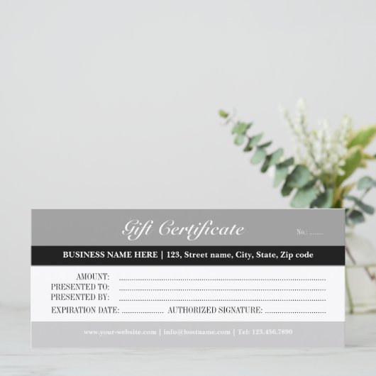 Grijs cadeaubon (Staand voorkant)