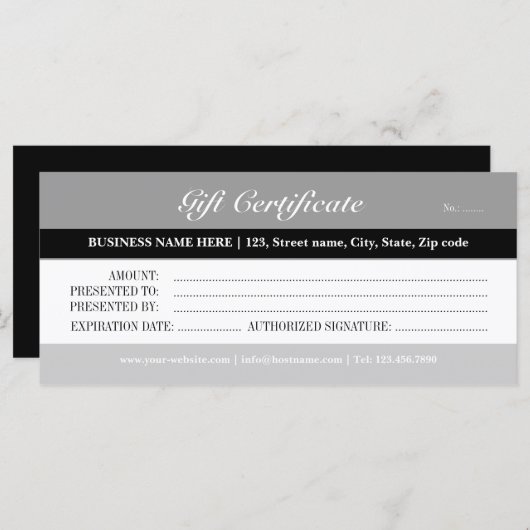 Grijs cadeaubon (Voorkant / Achterkant)