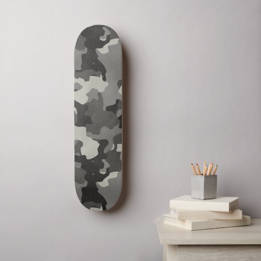 Grijs  camo Realistisch versleten effect Persoonlijk Skateboard (Muurkunst)
