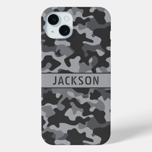 Grijs camouflage gepersonaliseerd Case-Mate iPhone case (Achterkant)