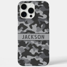Grijs camouflage gepersonaliseerd iPhone 16 pro max hoesje