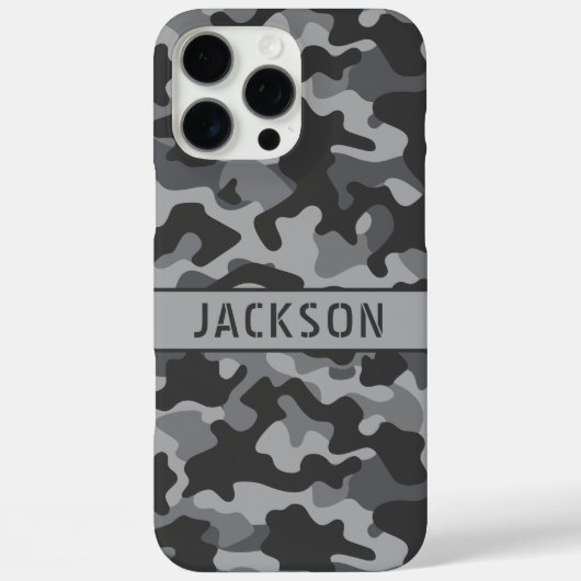 Grijs camouflage gepersonaliseerd Case-Mate iPhone case (Achterkant)