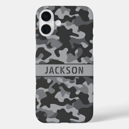 Grijs camouflage gepersonaliseerd Case-Mate iPhone case (Achterkant)