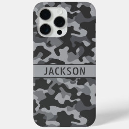 Grijs camouflage gepersonaliseerd iPhone 15 pro max hoesje