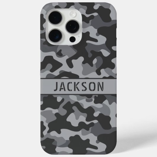Grijs camouflage gepersonaliseerd Case-Mate iPhone case (Achterkant)