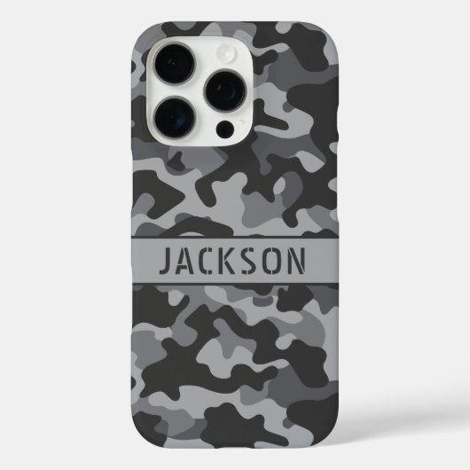 Grijs camouflage gepersonaliseerd Case-Mate iPhone case (Achterkant)