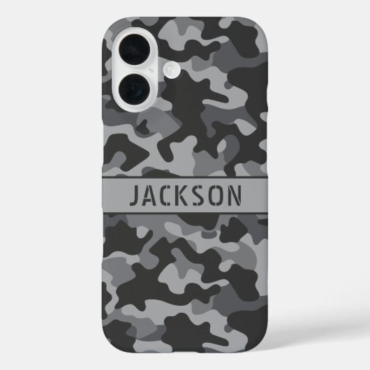 Grijs camouflage gepersonaliseerd Case-Mate iPhone case (Achterkant)