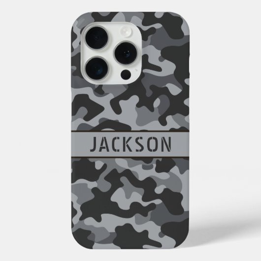 Grijs camouflage gepersonaliseerd Case-Mate iPhone case (Achterkant)