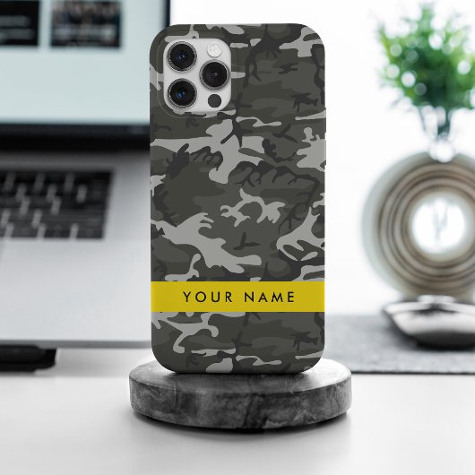 Grijs camouflagepatroon, Jouw naam, personaliseren Case-Mate iPhone Case
