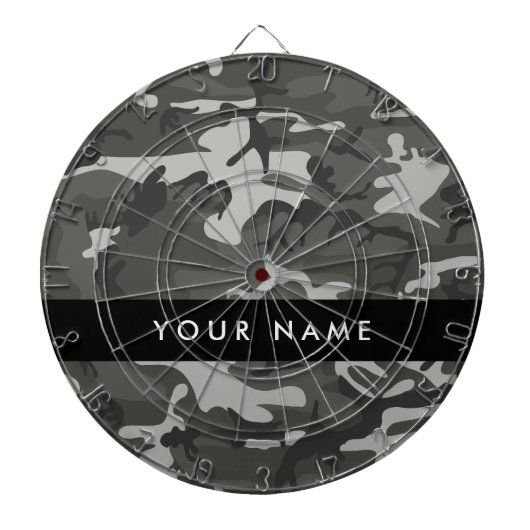 Grijs camouflagepatroon, Jouw naam, personaliseren Dartbord (Voorkant)
