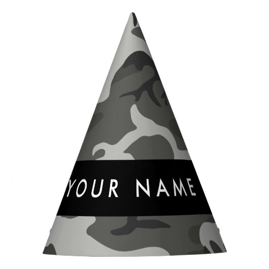 Grijs camouflagepatroon, Jouw naam, personaliseren Feesthoedjes (Voorkant)