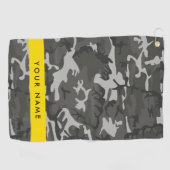 Grijs camouflagepatroon, Jouw naam, personaliseren Golfhanddoek (Horizontaal)