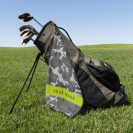 Grijs camouflagepatroon, Jouw naam, personaliseren Golfhanddoek