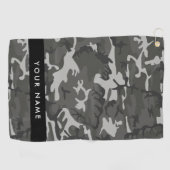 Grijs camouflagepatroon, Jouw naam, personaliseren Golfhanddoek (Horizontaal)