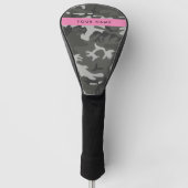 Grijs camouflagepatroon, Jouw naam, personaliseren Golfheadcover (Voorkant)