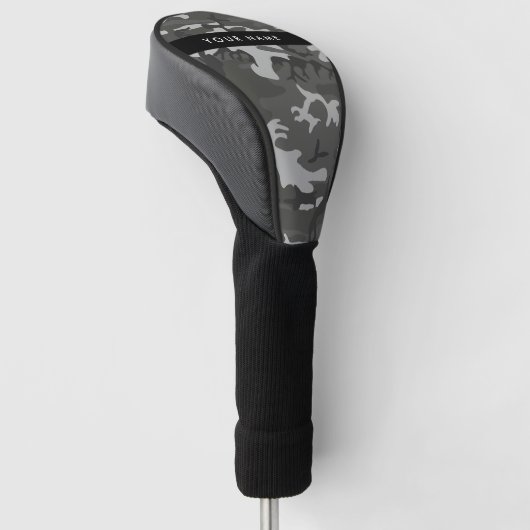 Grijs camouflagepatroon, Jouw naam, personaliseren Golfheadcover (Schuin)