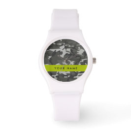 Grijs camouflagepatroon, Jouw naam, personaliseren Horloge