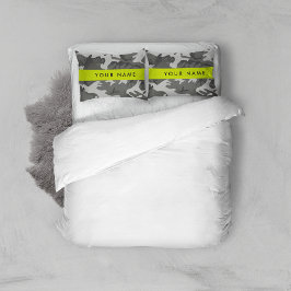 Grijs camouflagepatroon, Jouw naam, personaliseren Kussensloop
