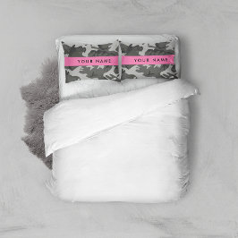 Grijs camouflagepatroon, Jouw naam, personaliseren Kussensloop