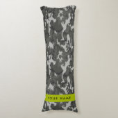 Grijs camouflagepatroon, Jouw naam, personaliseren Lichaamskussen (Voorkant Verticaal)
