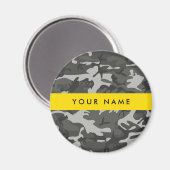 Grijs camouflagepatroon, Jouw naam, personaliseren Magneet (Voorkant / Achterkant)