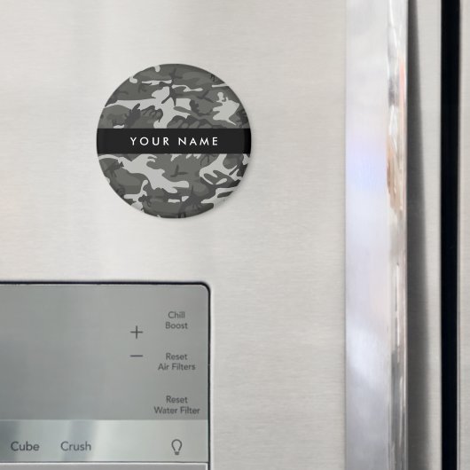 Grijs camouflagepatroon, Jouw naam, personaliseren Magneet (Insitu (Koelkast))