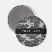 Grijs camouflagepatroon, Jouw naam, personaliseren Magneet (Voorkant / Achterkant)