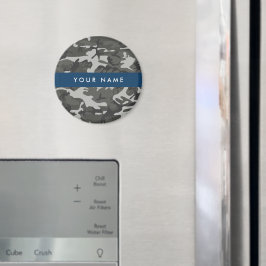 Grijs camouflagepatroon, Jouw naam, personaliseren Magneet