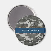 Grijs camouflagepatroon, Jouw naam, personaliseren Magneet (Voorkant / Achterkant)