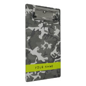 Grijs camouflagepatroon, Jouw naam, personaliseren Mini Klembord (Schuin)
