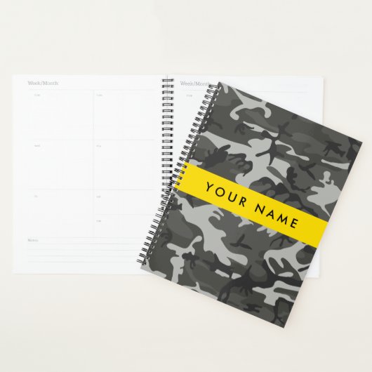 Grijs camouflagepatroon, Jouw naam, personaliseren Planner (Display)