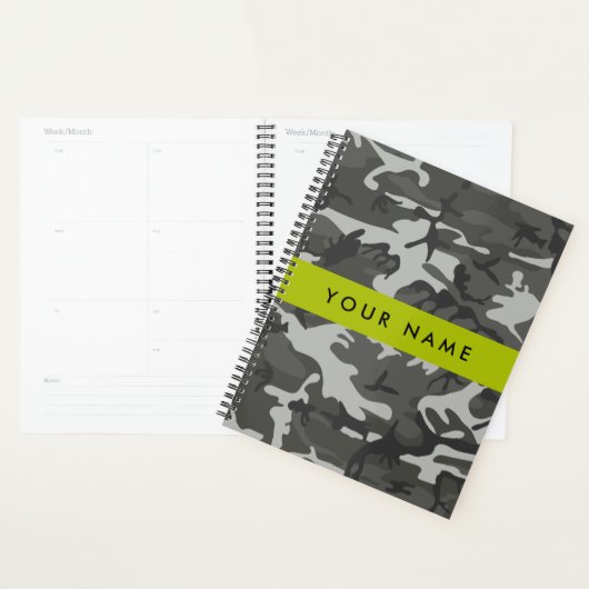 Grijs camouflagepatroon, Jouw naam, personaliseren Planner (Display)