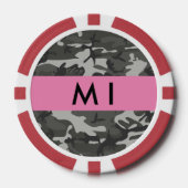Grijs camouflagepatroon, Jouw naam, personaliseren Poker Chips (Voorkant)