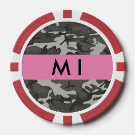 Grijs camouflagepatroon, Jouw naam, personaliseren Poker Chips