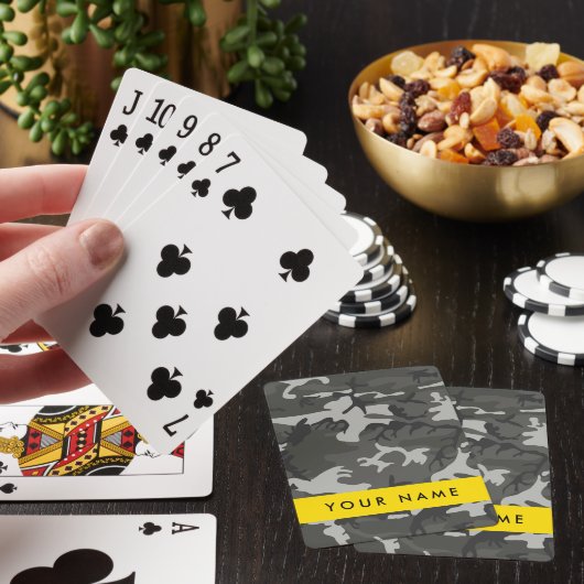 Grijs camouflagepatroon, Jouw naam, personaliseren Pokerkaarten (Insitu)