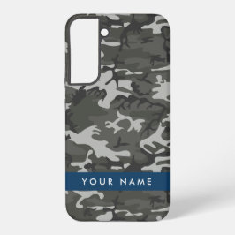 Grijs camouflagepatroon, Jouw naam, personaliseren Samsung Galaxy Hoesje