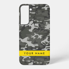 Grijs camouflagepatroon, Jouw naam, personaliseren Samsung Galaxy Hoesje