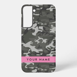 Grijs camouflagepatroon, Jouw naam, personaliseren Samsung Galaxy Hoesje