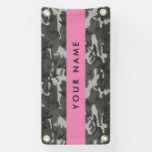 Grijs camouflagepatroon, Jouw naam, personaliseren Spandoek (Verticaal)