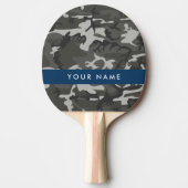 Grijs camouflagepatroon, Jouw naam, personaliseren Tafeltennisbatje (Voorkant)
