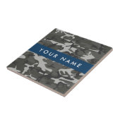 Grijs camouflagepatroon, Jouw naam, personaliseren Tegeltje (Zijkant)