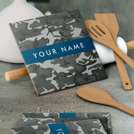 Grijs camouflagepatroon, Jouw naam, personaliseren Tegeltje