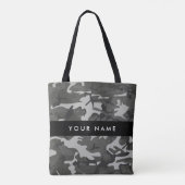 Grijs camouflagepatroon, Jouw naam, personaliseren Tote Bag (Achterkant)