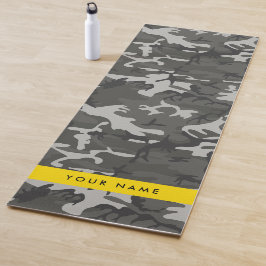 Grijs camouflagepatroon, Jouw naam, personaliseren Yogamat