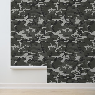 Grijs camouflagepatroon, militair patroon, leger behang
