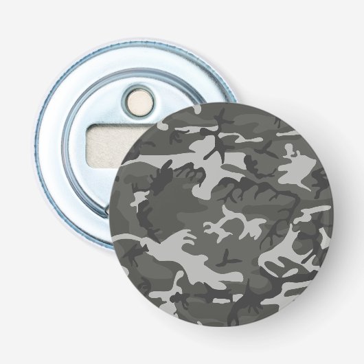Grijs camouflagepatroon, militair patroon, leger button flesopener (Voorkant)