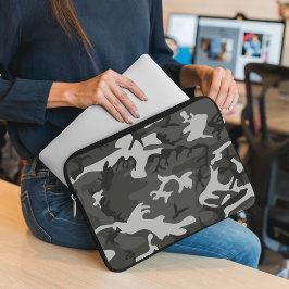 Grijs camouflagepatroon, militair patroon, leger laptop sleeve